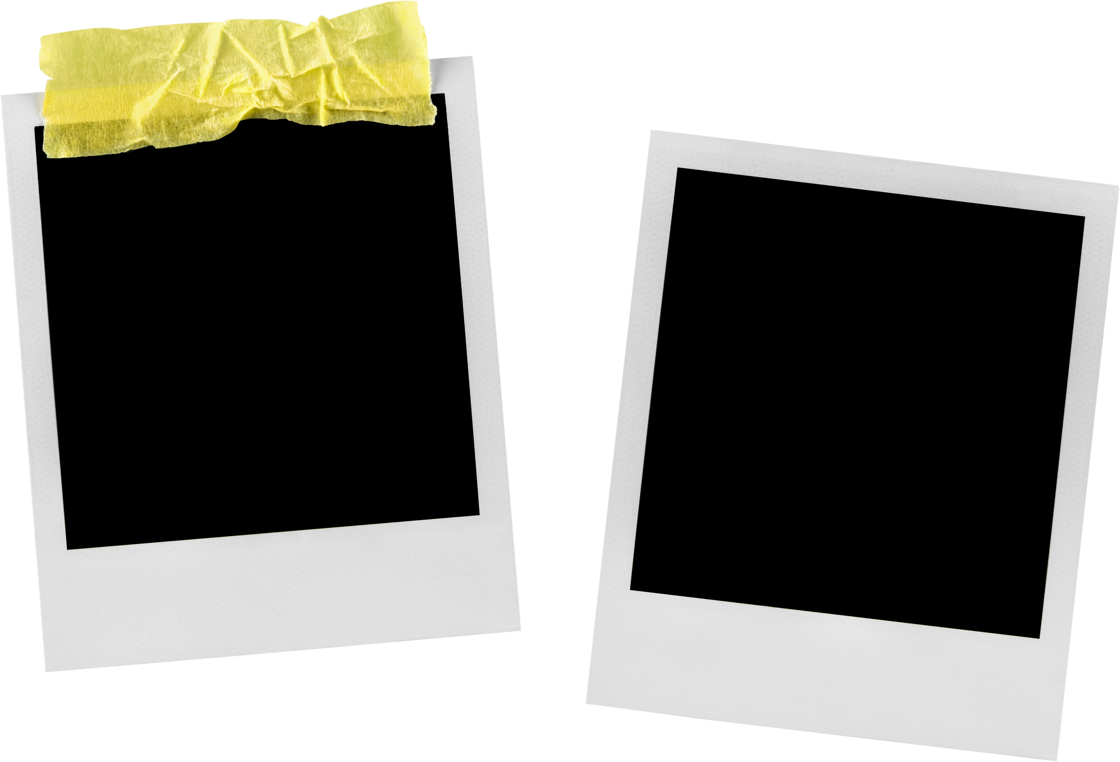 Two Blank Polaroid Frames with Adhesive Tape - Isolated